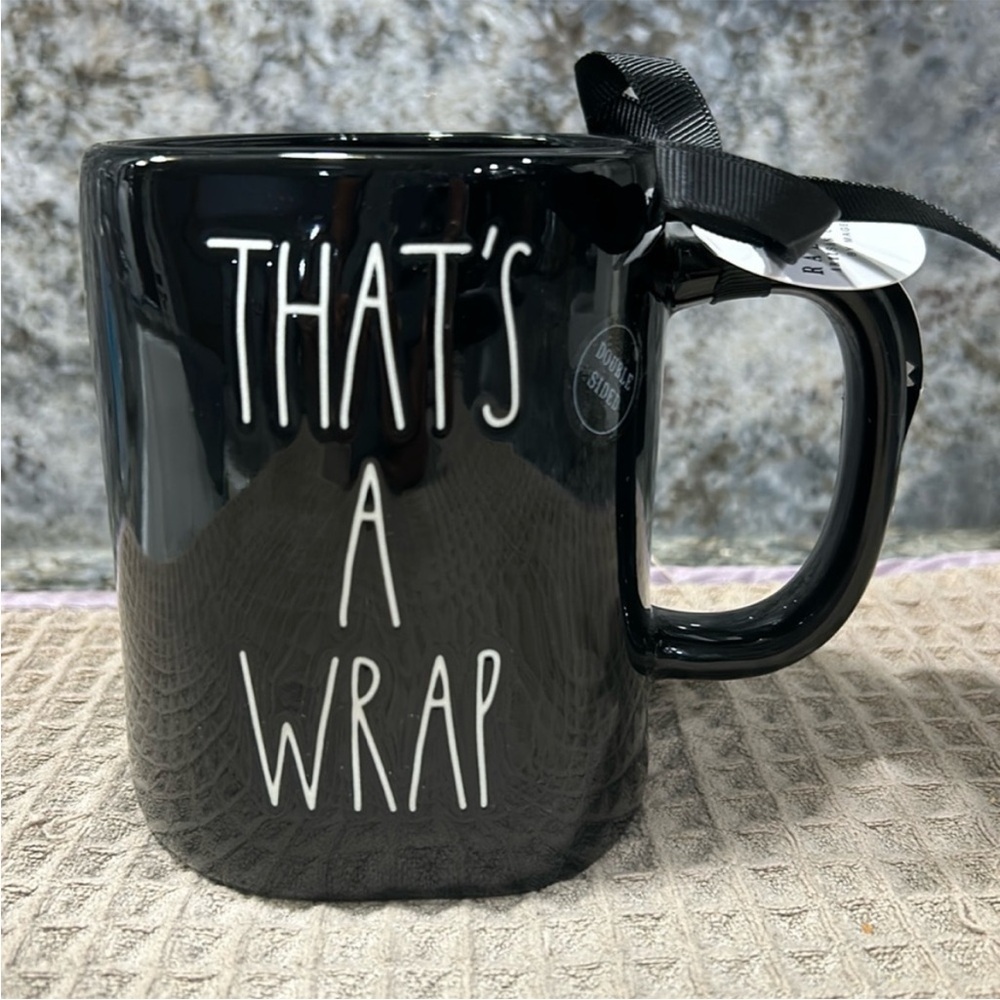 NWT Rae Dunn “THAT’S A WRAP” Halloween Mummy Mug 16 oz Black